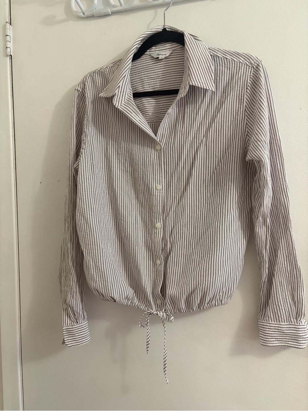 Reitmans striped Button-Front Drawstring Hem